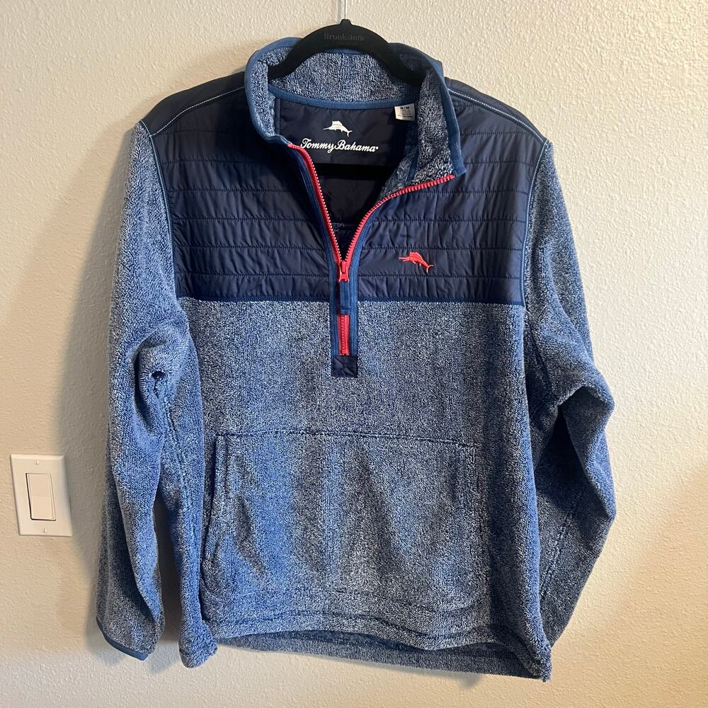 Tommy Bahama Cascade Cozy Pullover Blue Plush Size M - Picture 2 of 6